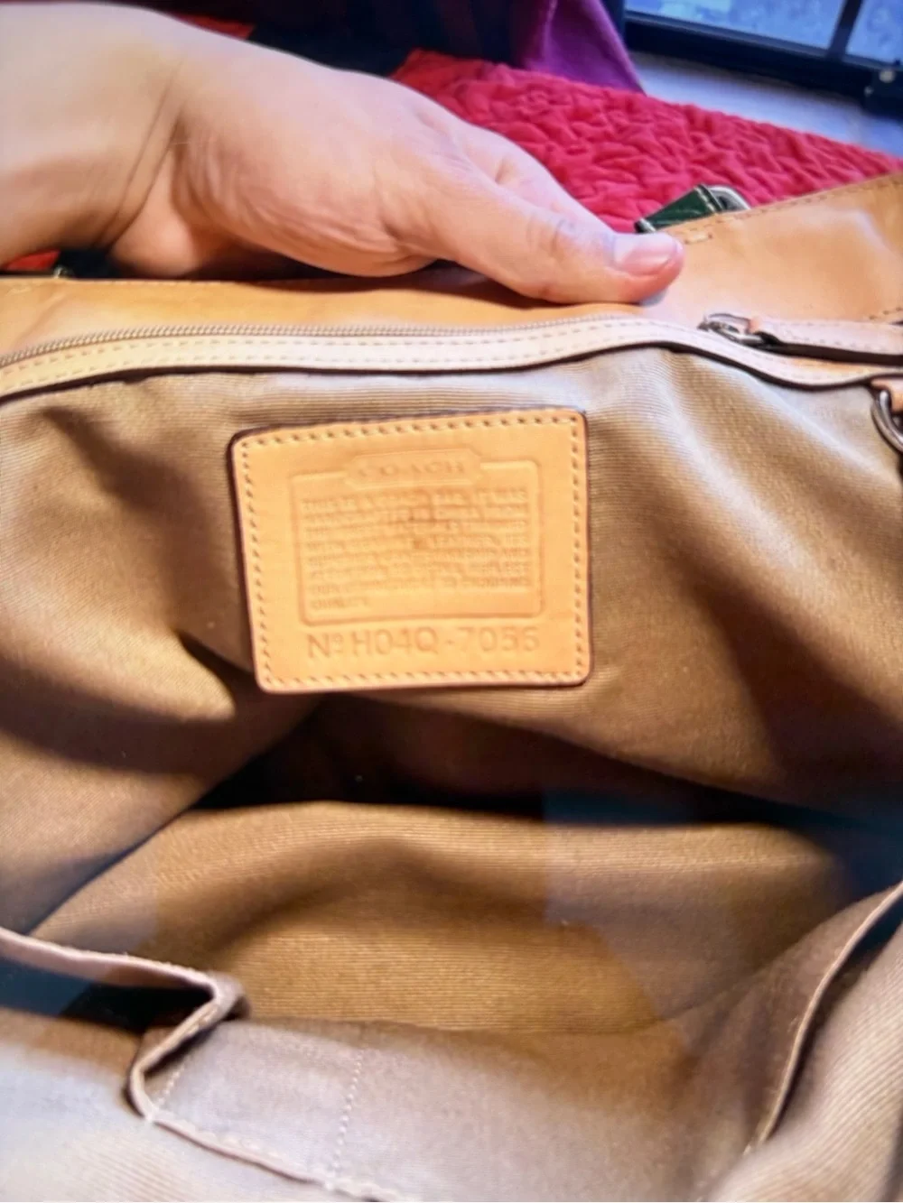 Vintage Coach Green Canvas & Suede Shoulder Bag with Signature Pattern